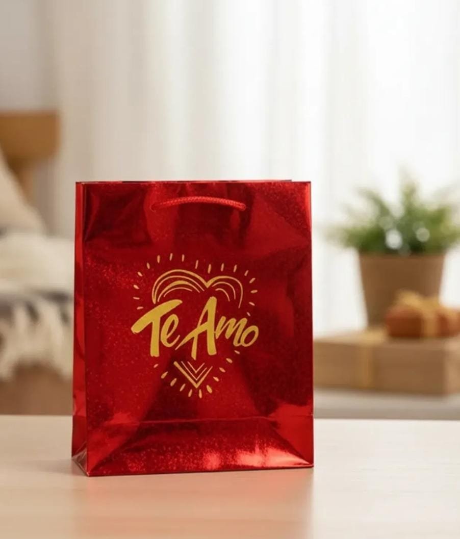 Bolsa TE AMO Holografica Roja