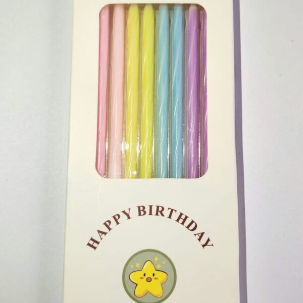 Vela larga colores pastel x8