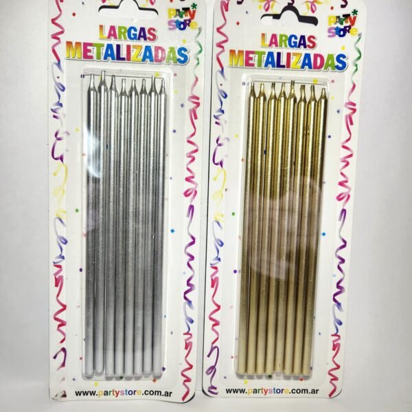 Velas larga Metalizadas x8